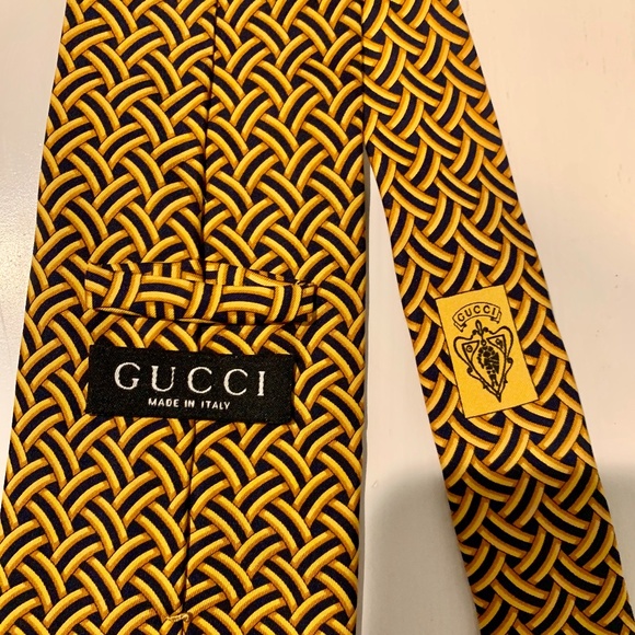 Men’s gold and navy blue tie - Picture 3 of 3